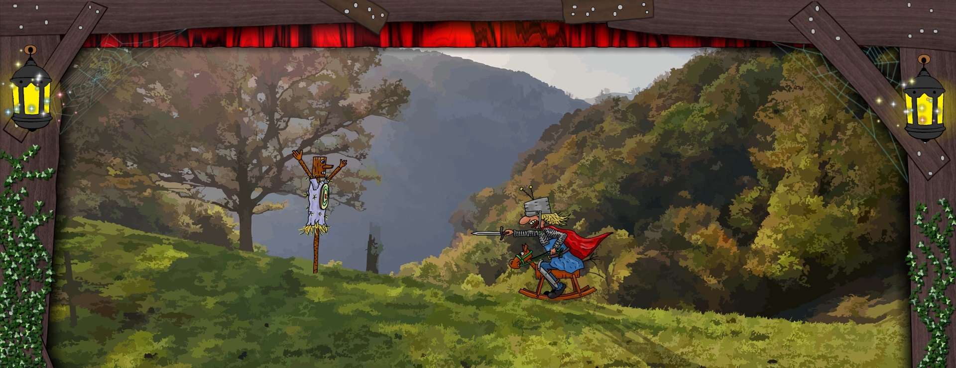 Bannerbild - Ein Ritter auf dem Schaukelpferd kämpft gegen Strohpuppe