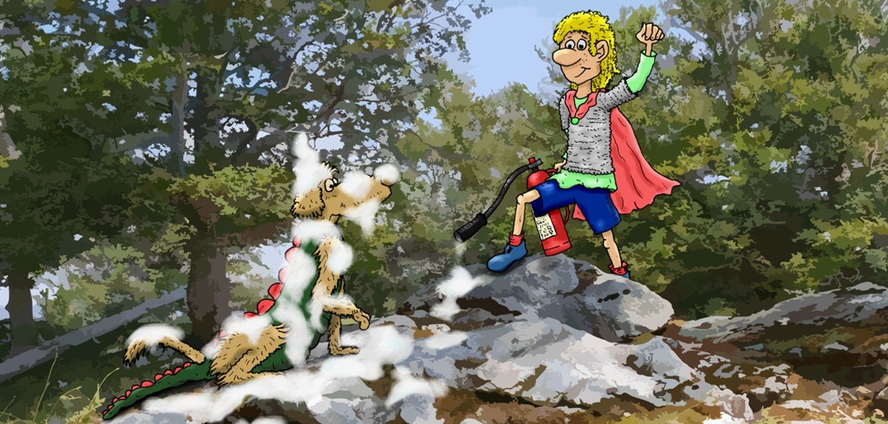 Bannerbild - Ein Junge im Ritterkostüm und ein Hund im Drachenkostüm