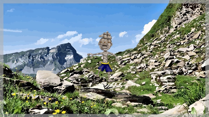 Ein Steinmännchen auf der Alpenwiese