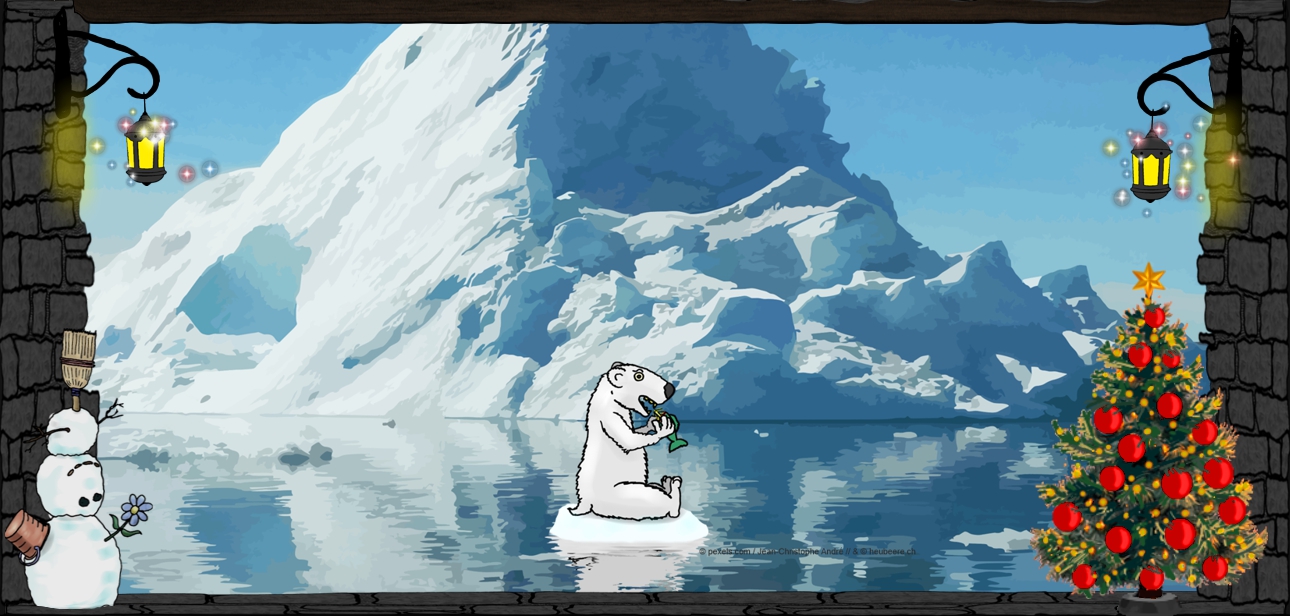 Bannerbild - Ein Eisbär sitzt auf einer Eisscholle